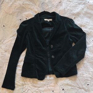 LOFT Dark Green Velvet Blazer